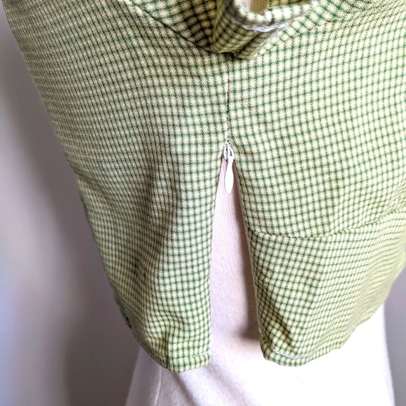 𝅺CROPPED green gingham blouse with lace trim 6 Spring Summer Twee Retro - Picture 8 of 12